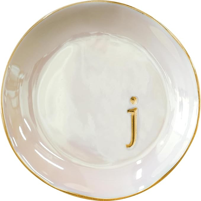 COLLECTIVE HOME - Iridescent Jewelry Tray, 4.75-Inch Personalized Lowercase Embossed Lettering, L... | Amazon (US)