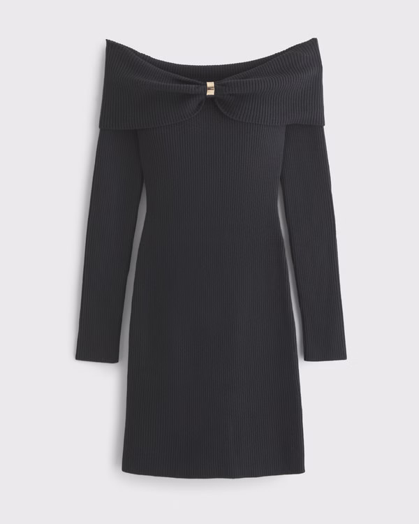 Women's Off-The-Shoulder Hardware Mini Sweater Dress | Women's Dresses & Jumpsuits | Abercrombie.... | Abercrombie & Fitch (US)