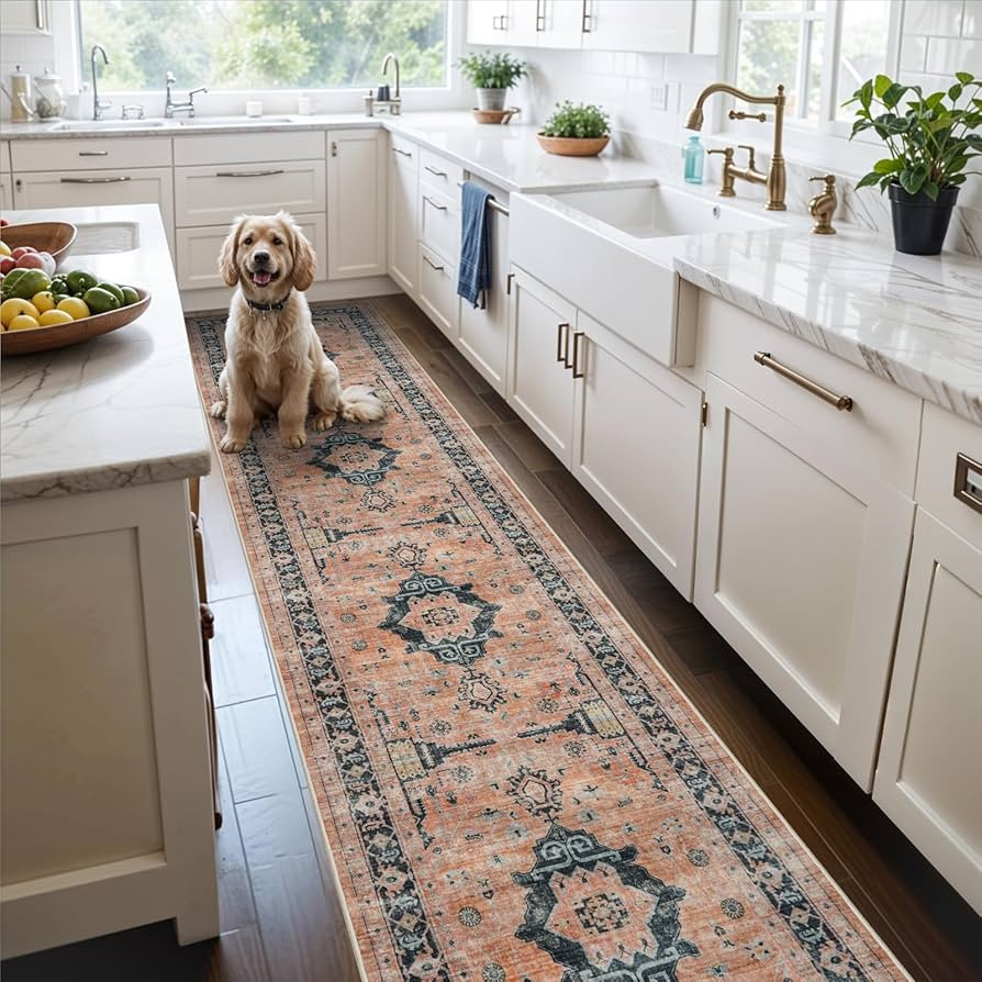 Hallway Washable Runner Rug - 2'6x12 Kitchen Rugs Entryway Rug Runner Vintage Soft Floor Mat Non ... | Amazon (US)