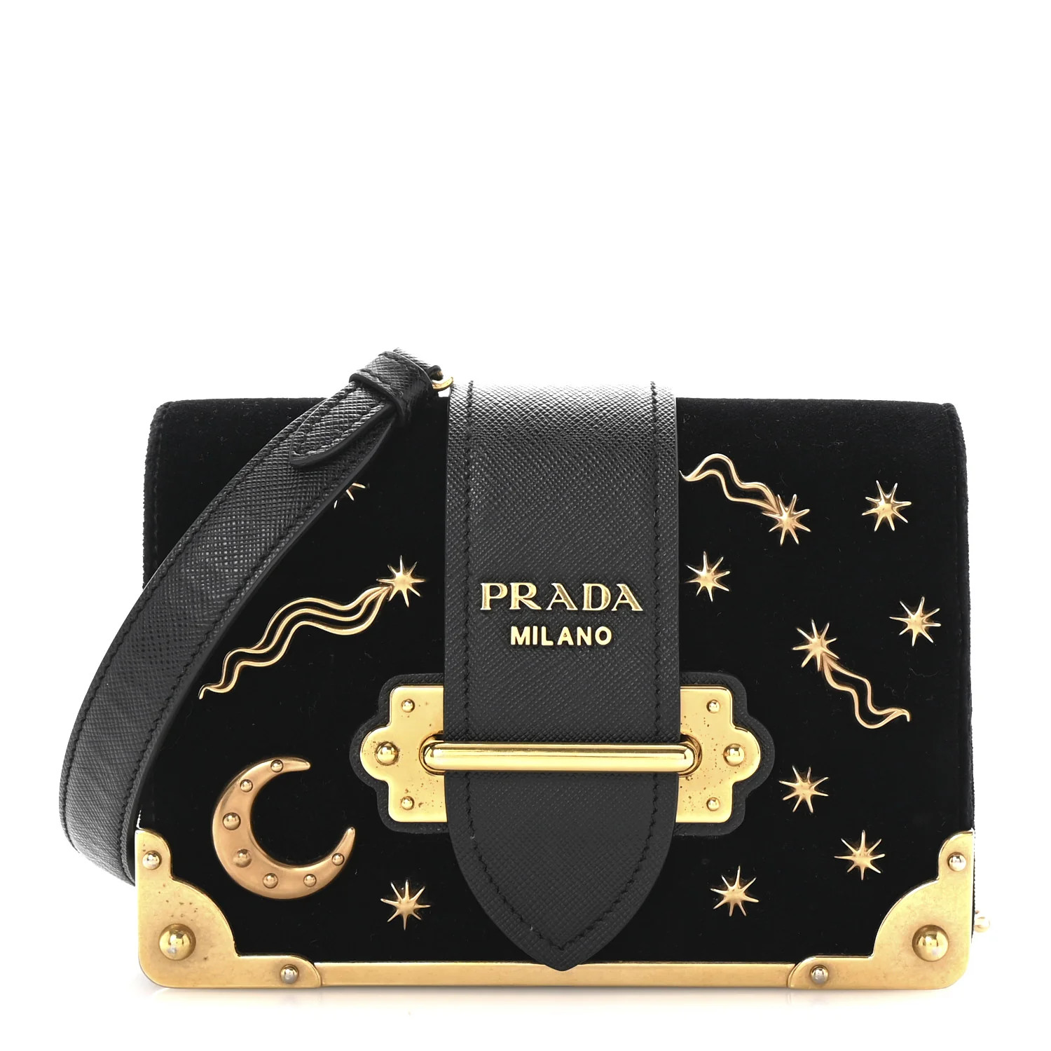 Prada Velvet Cahier Astrology Bag Black | FASHIONPHILE (US)