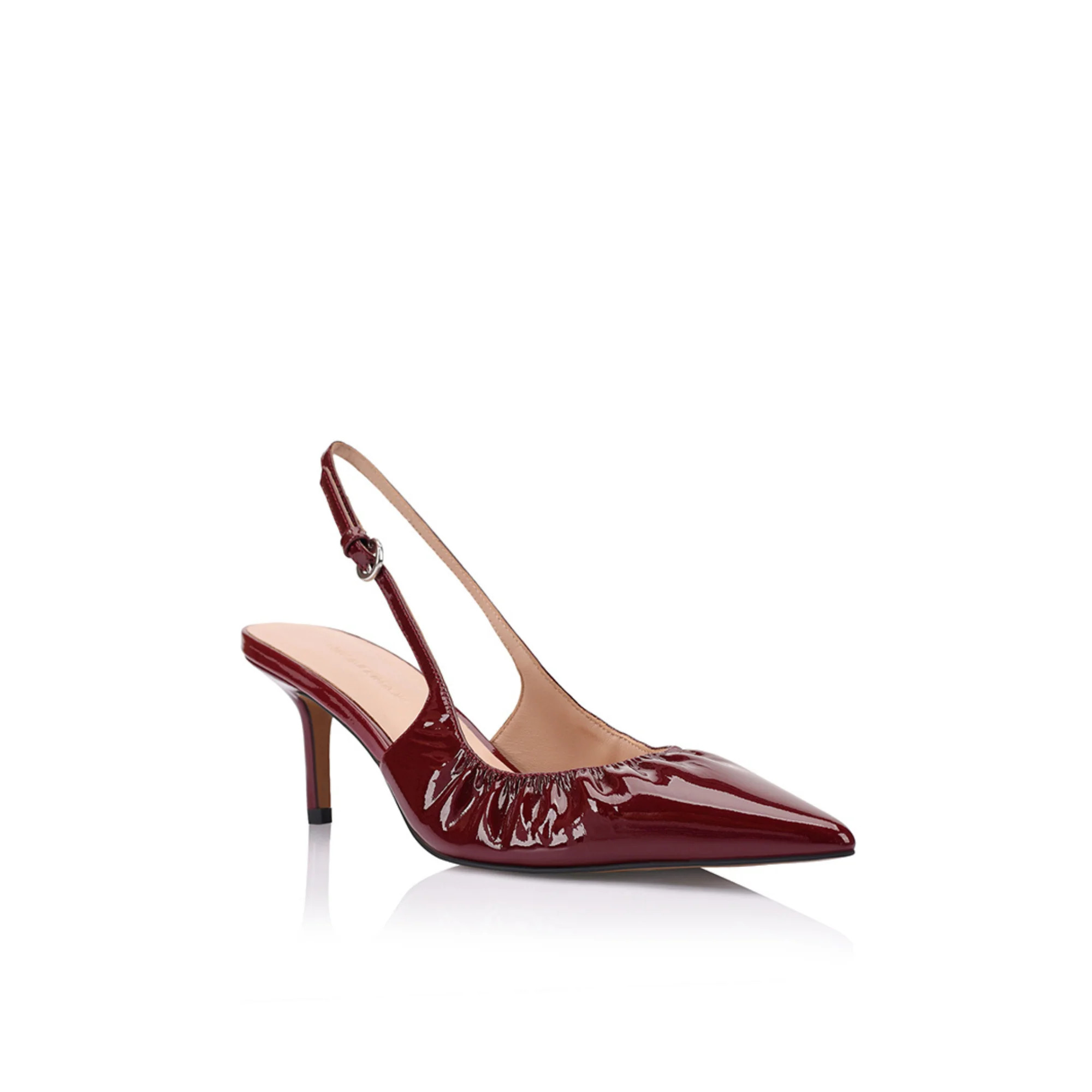 Charlotte Slingback Heel Pump Wine Patent | Lana Wilkinson