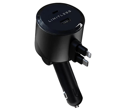 Limitless Car Charger w/ Retractable Lightning Type-C Cables - QVC.com | QVC