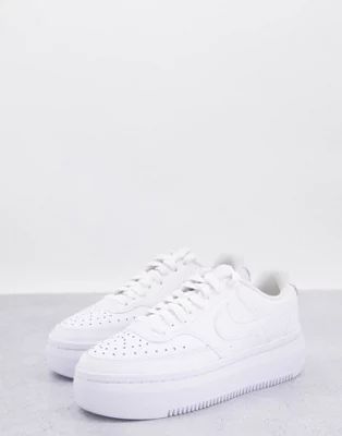 Nike Court Vision Alta Leather platform sneakers in triple white | ASOS (Global)