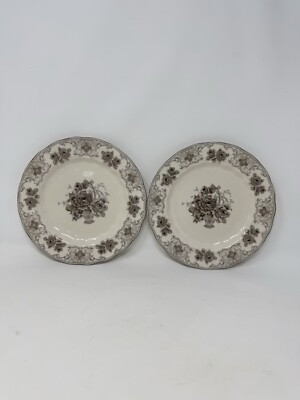 2 PALATE & PLATE Victorian brown Rose Floral 7.5" Salad Plates Scalloped NEW HTF | eBay US