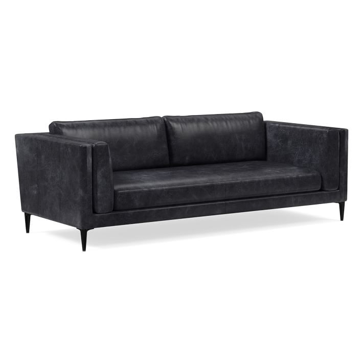Anton Leather Sofa - Metal Legs (76"–96") | West Elm (US)