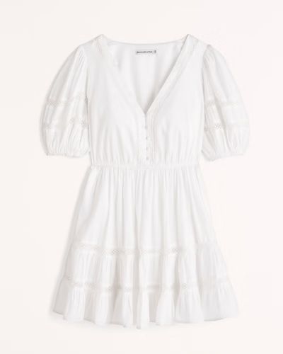 Puff Sleeve Button-Through Mini Dress | Abercrombie & Fitch (US)