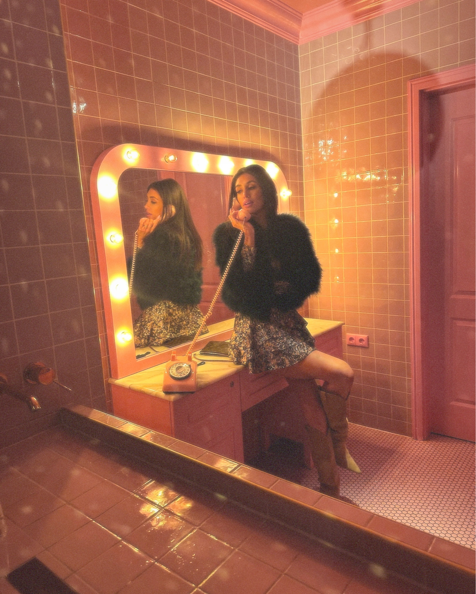 Dark green feather jacket, Cropped feather jacket, teal jacket, Long sleeve party dress, metallic ruffle mini dress, animal print mini dress, night out outfit, Brown suede knee high boots, Western aesthetic boots, Tall heeled boots, Flirty evening outfit, Nightclub outfit idea, Retro glam outfit, berlin outfit, Berlin style, Maximalist style, maximalist outfit, Moody lighting outfit aesthetic, Fashion influencer mirror pic, Statement outerwear, Glamorous girls night outfit, Date night dinner outfit, Party outfit, Textured layers outfit, Trendy 2025 fashion, cocktail party outfit, Bold print mini dress, night out outfit, girls night outfit, long sleeve mini dress, Fashion photoshoot outfit, Instagram outfit

#LTKFindsUnder100 #LTKStyleTip #LTKTravel