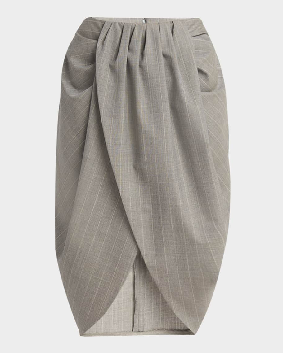 Stella McCartney Striped Melange Draped Tulip Midi Skirt | Neiman Marcus