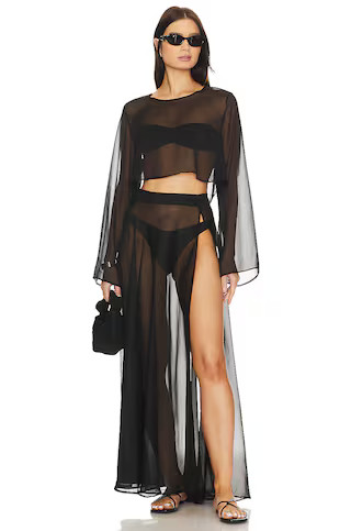 Alaia Maxi Skirt | Black Sheer Skirt Black Maxi Skirt Outfit Black Sheer Top Sheer Tops For Women | Revolve Clothing (Global)