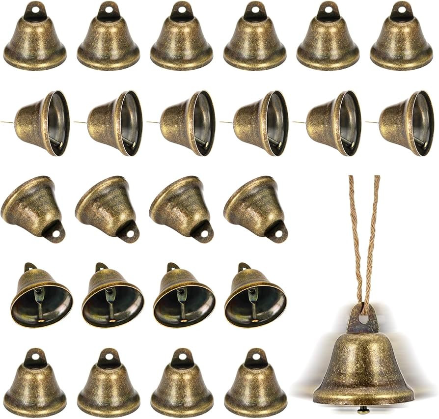 Craft Bells, 24 PCS Bronze Jingle Bells Vintage Bells (1.7" X 1.5") Small Brass Bells for Wind Ch... | Amazon (US)