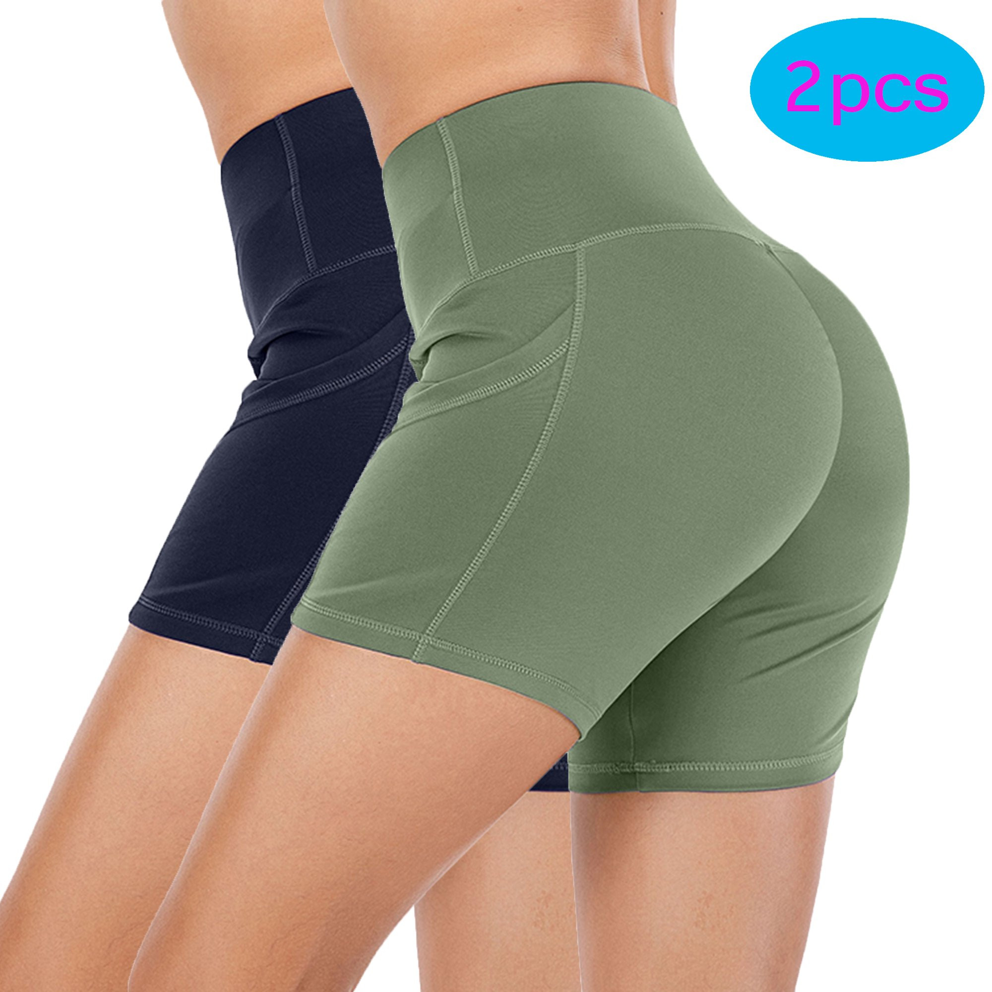 2 Pack Women's Stretch Yoga Shorts Sport Shorts Activewear Workout Sweat Running Shorts Women's A... | Walmart (US)