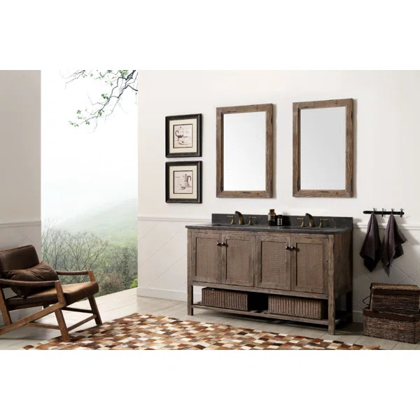 Aamna 60'' Double Bathroom Vanity with Marble Top | Wayfair North America