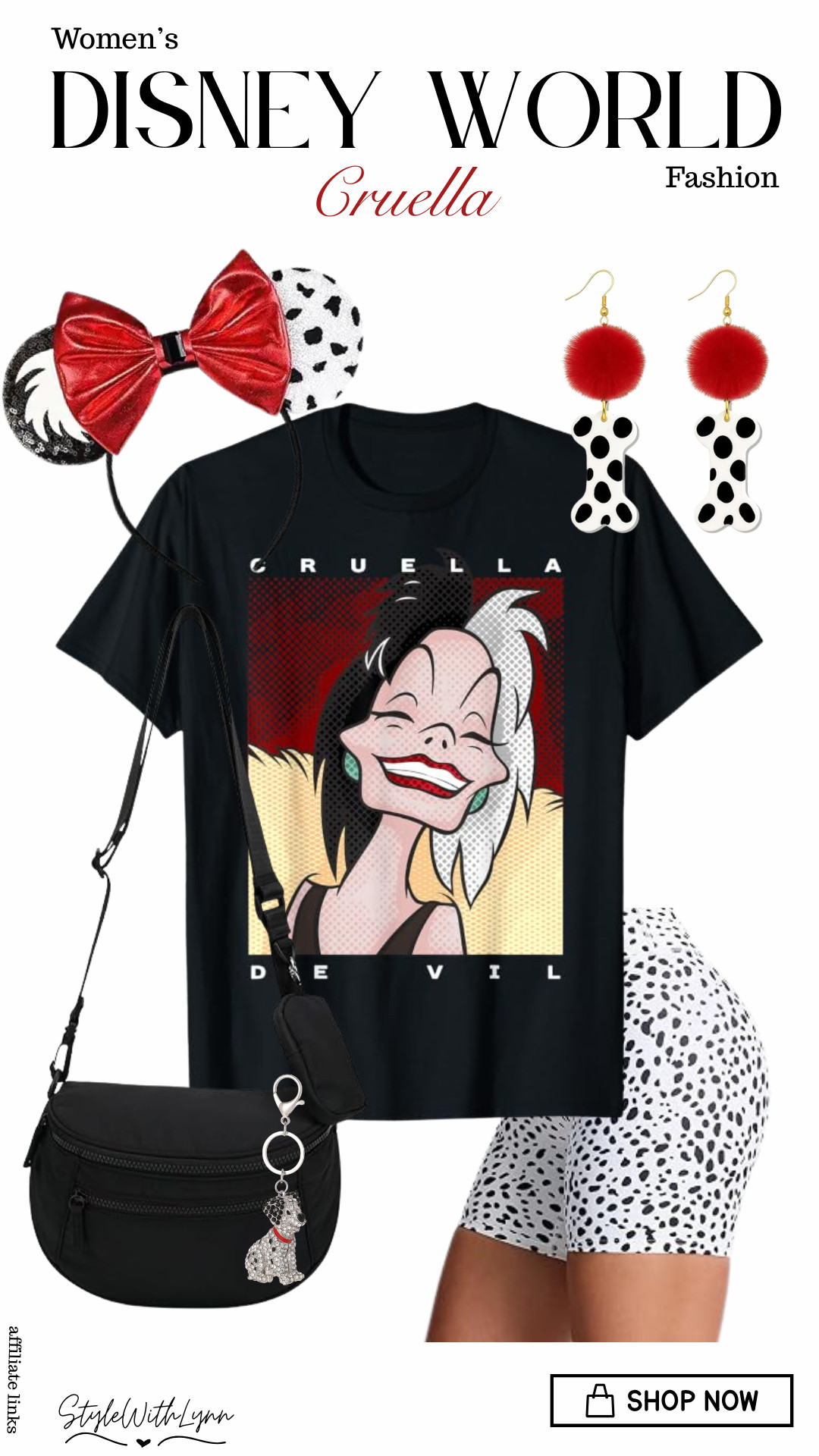Make a statement at Disney World with this Cruella-inspired outfit featuring a bold graphic tee, Dalmatian-print shorts, statement earrings, and the cutest accessories for a villain-inspired look that’s equal parts edgy and playful! 🖤🤍

Perfect for Disney World outfit inspiration, Disney Halloween outfits, villain-inspired Disney style, and women’s Disney outfits. 👠🐾

✨ Ready to channel your inner Cruella? Shop this look through my link and save this post for your next Disney trip!

Follow for more Disney outfit inspiration, affordable finds and magical vacation style! 🏰✨

#DisneyOutfits #DisneyWorldOutfits #DisneyStyle #CruellaOutfit #CruellaDeVil #DisneyVillains #DisneyHalloween #DisneyBound #DisneyFashion #WomensDisneyOutfits #DisneyWorldFashion #DisneyTripOutfits #DisneyOutfitInspiration #StyleWithLynn #DisneyMom #DisneyVacationStyle 

 #LTKootd #LTKmomlife #LTKTravel