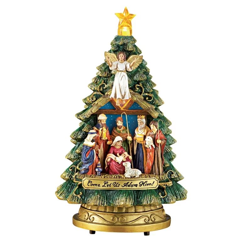 Collections Etc Musical Nativity Scene Christmas Tree Tabletop Figurine - Plays Silent Night | Walmart (US)