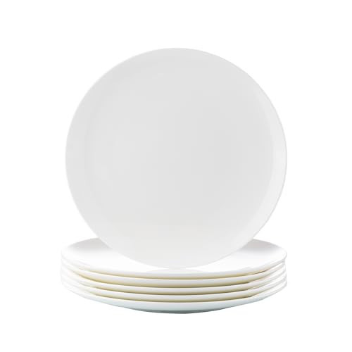 Fine Bone China Dinner Plates 6-Piece, Flate Plate, Pasta Plate 10.75 Inches, Fine Glaze With Pure White Color Sturdy and Durable, Thin Thickness and Light Weight, Microwave and Dishwasher Safe | Amazon (US)