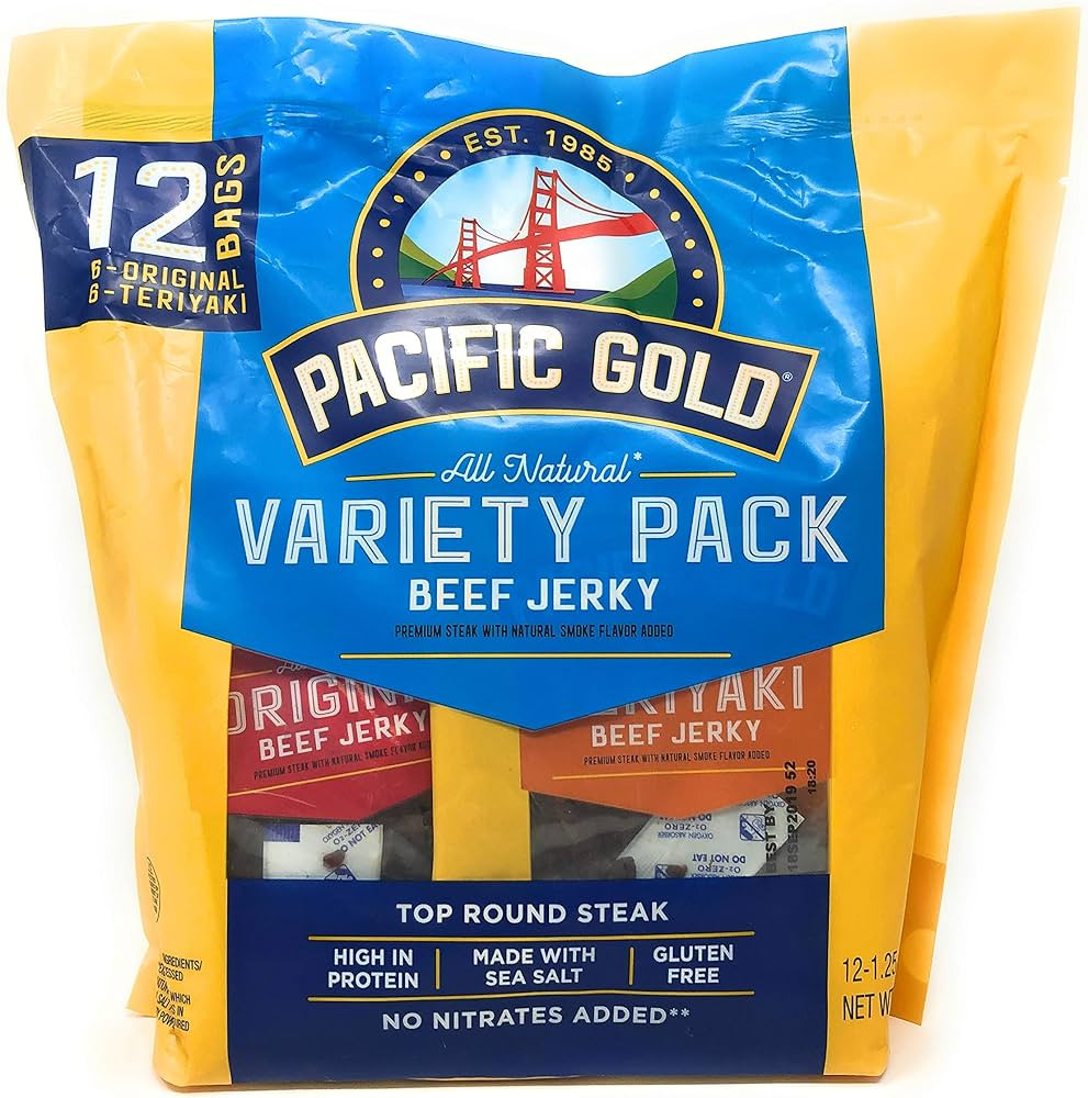 Pacific Gold Beef Jerky Original & Teriyaki, 12 Count Per Bag (2 Bags (24 Count)) | Amazon (US)