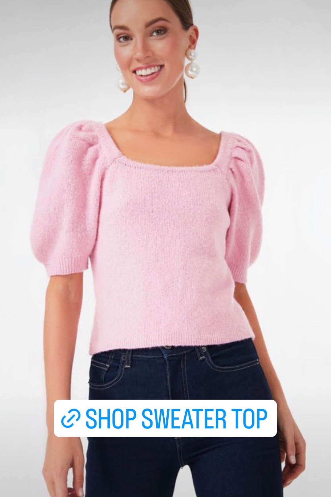Such a cute pink sweater top with puff sleeves! 

#LTKSeasonal #LTKHoliday