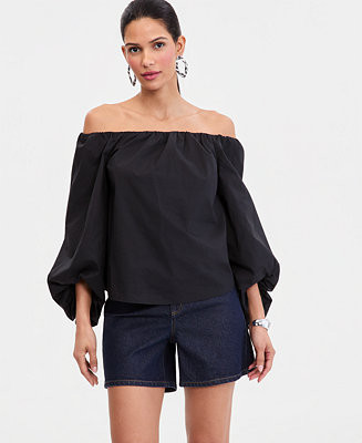 I.N.C. International Concepts Women's Off-The-Shoulder Puff-Sleeve Blouse, Macy's Exclusive - Mac... | Macy's