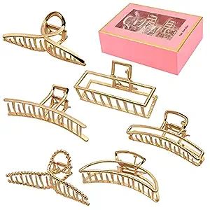 LUKACY 6 Pack Large Metal Hair Claw Clips - 4 Inch Big gold hair clips,Perfect Jaw hair clamps fo... | Amazon (US)