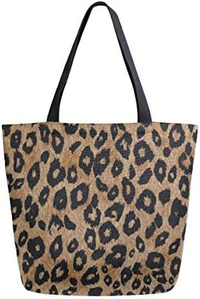 ALAZA Leopard Skin Pattern Canvas Tote Bag Handbags for Groceries Books | Amazon (US)