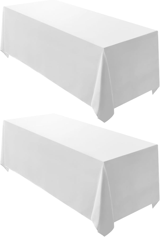 Surmente 2 Pack White Rectangle Tablecloth 90 x 132-inch Rectangular Polyester Table Cloth for We... | Amazon (US)