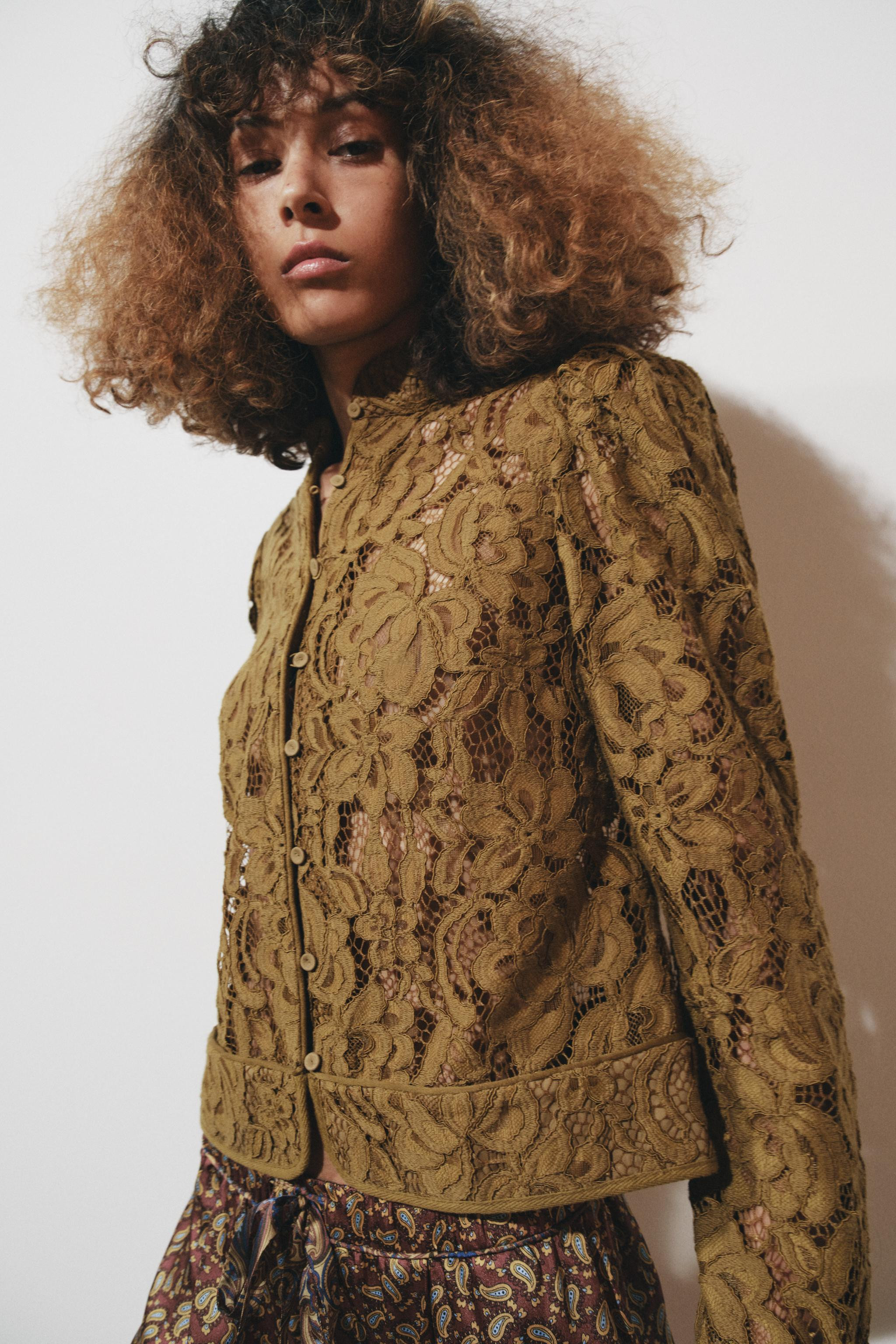 ZW COLLECTION LACE JACKET WITH BALLOON SLEEVES | Zara US