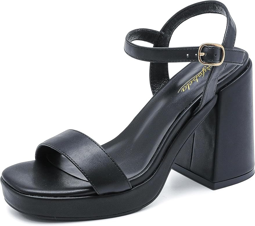 Gufobela Platform Sandals Women Fashion Block Chunky Heeled Sandals Open Toe High Heels Evening W... | Amazon (US)