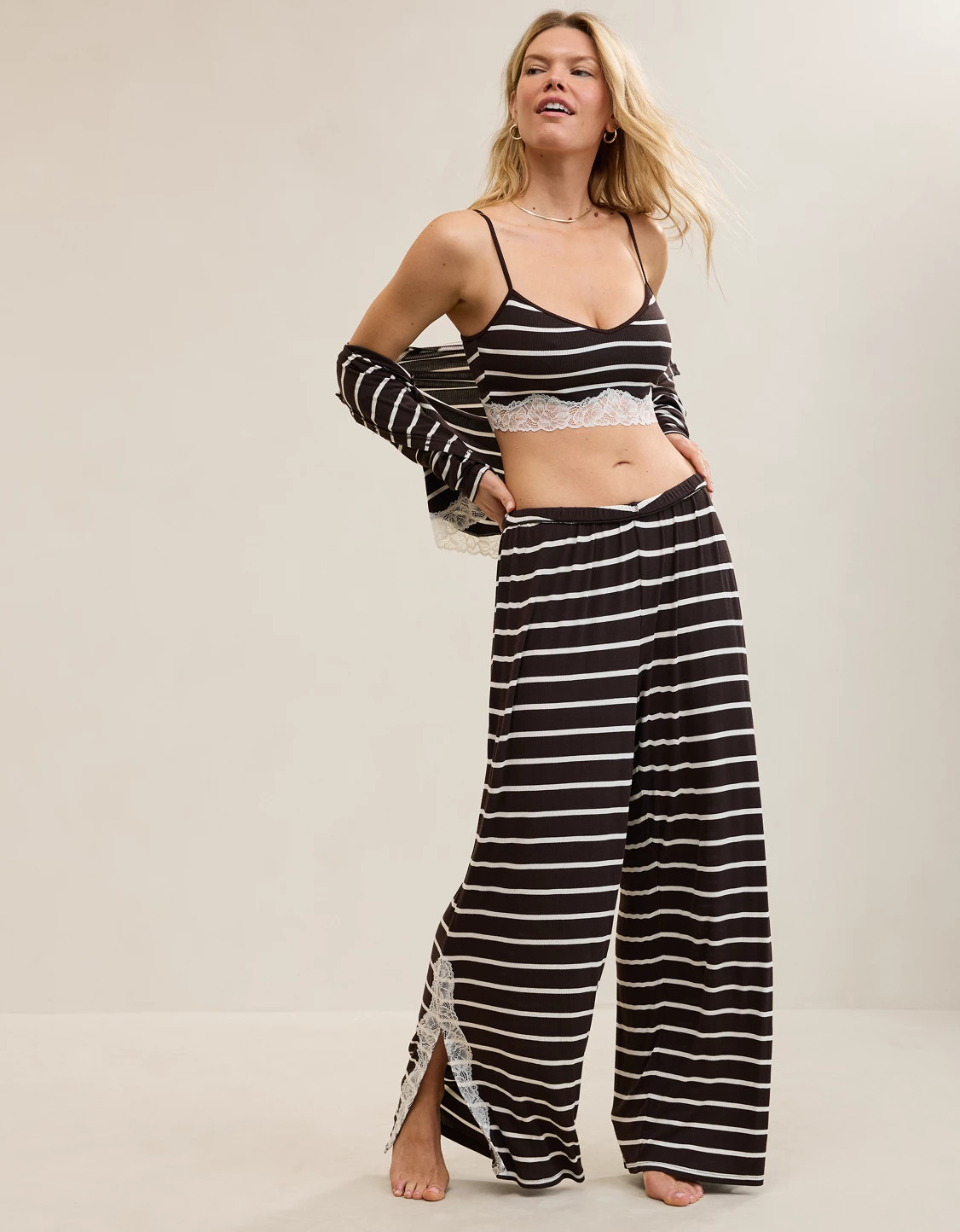 OVERSLEPT by Aerie Real Soft Ribbed Trouser PJ | Aerie