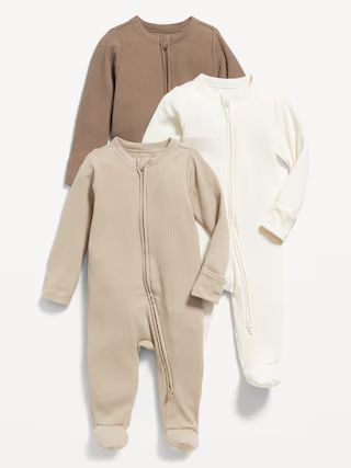 Unisex 2-Way-Zip Sleep & Play Footed One-Piece 3-Pack for Baby | Old Navy (US)