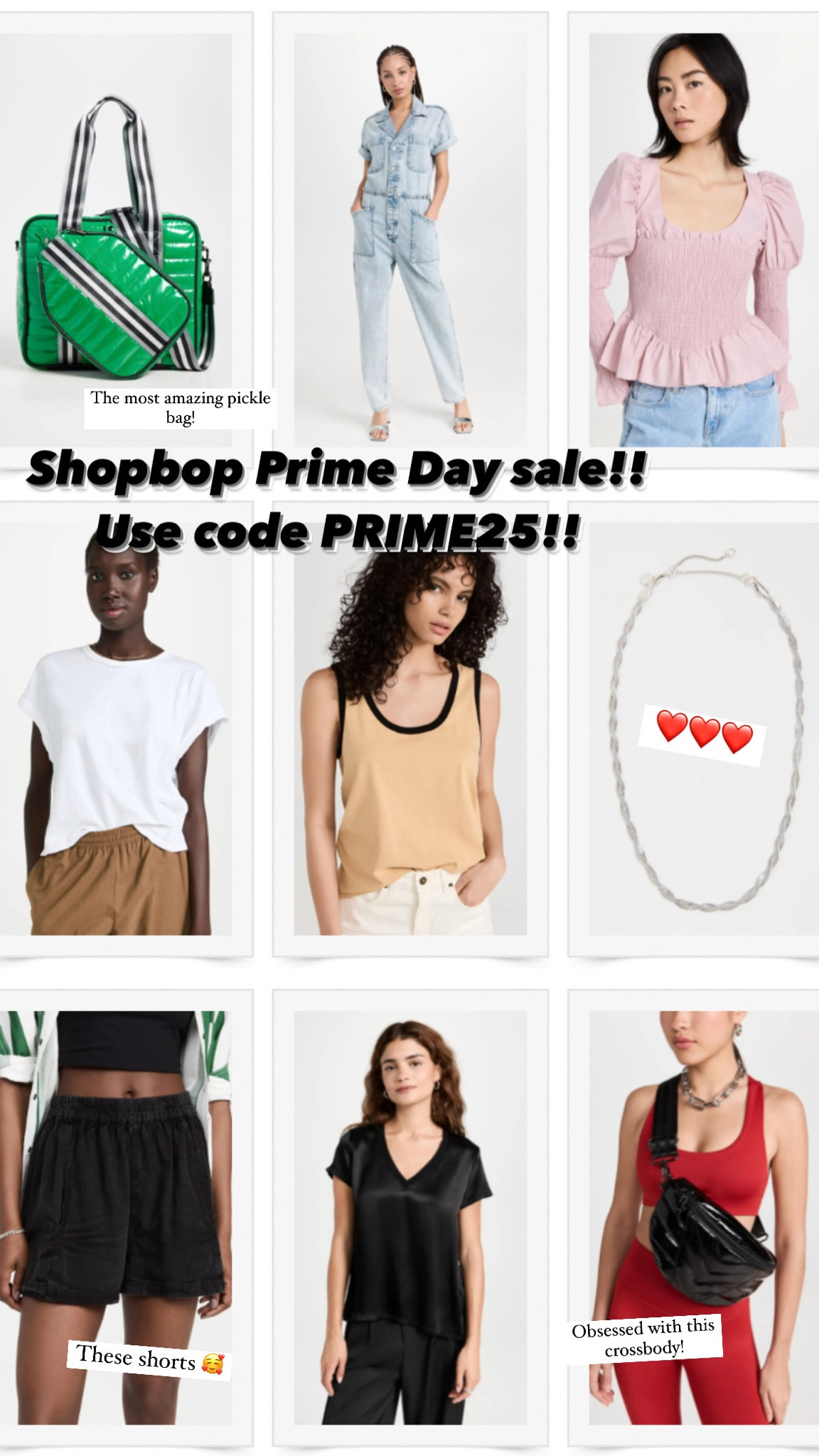 The Shopbop Prime Day sale is ON! Love all these pieces...

Perfect white tee
Pickle ball bag
Black crossbody
Jean jumpsuit
Not so basic tank
Perfect necklace
Comfy shorts
Black going out top
Pink top

#LTKxPrimeDay #LTKunder100 #LTKFind