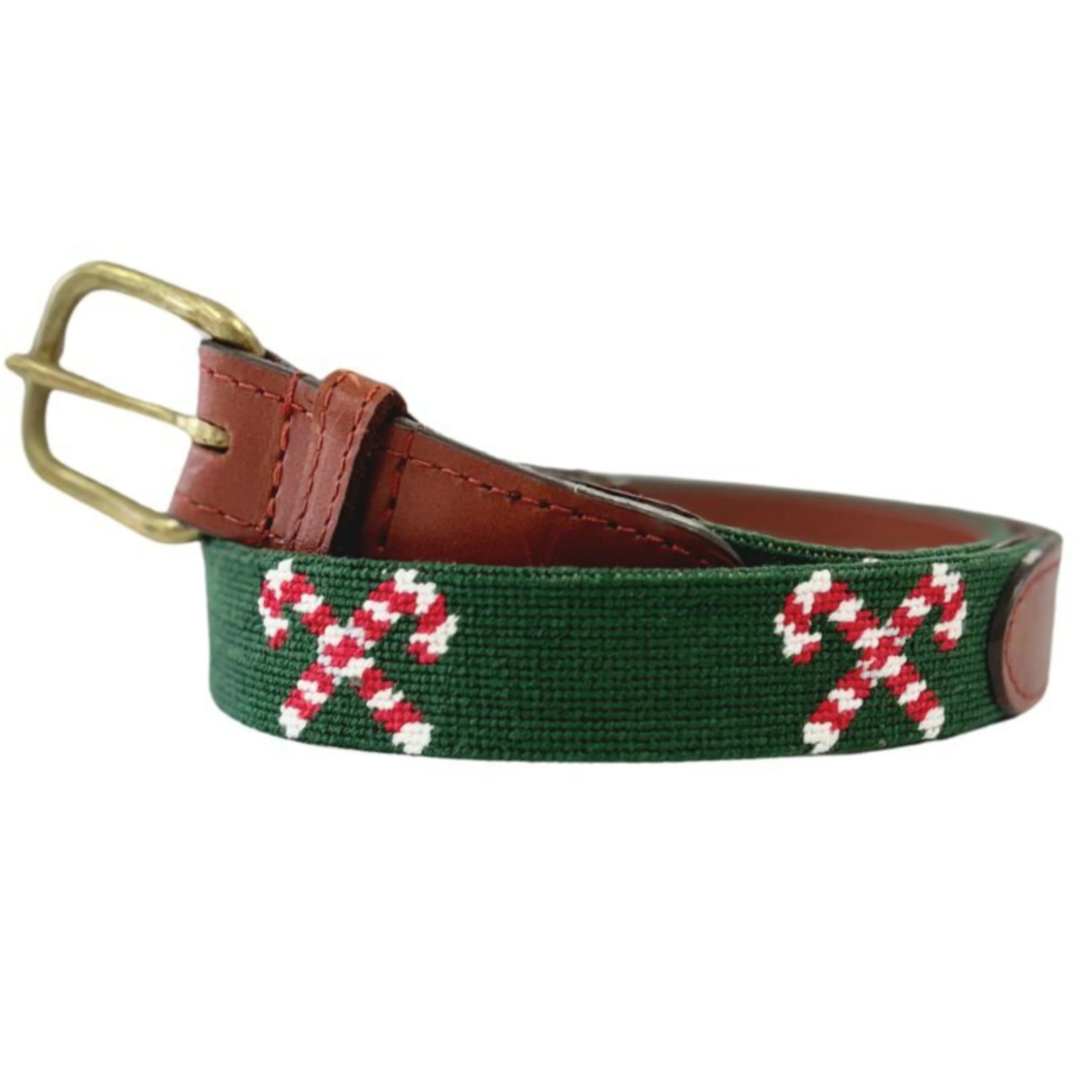 Boy's Needlepoint Belt - Candy Canes | Little English