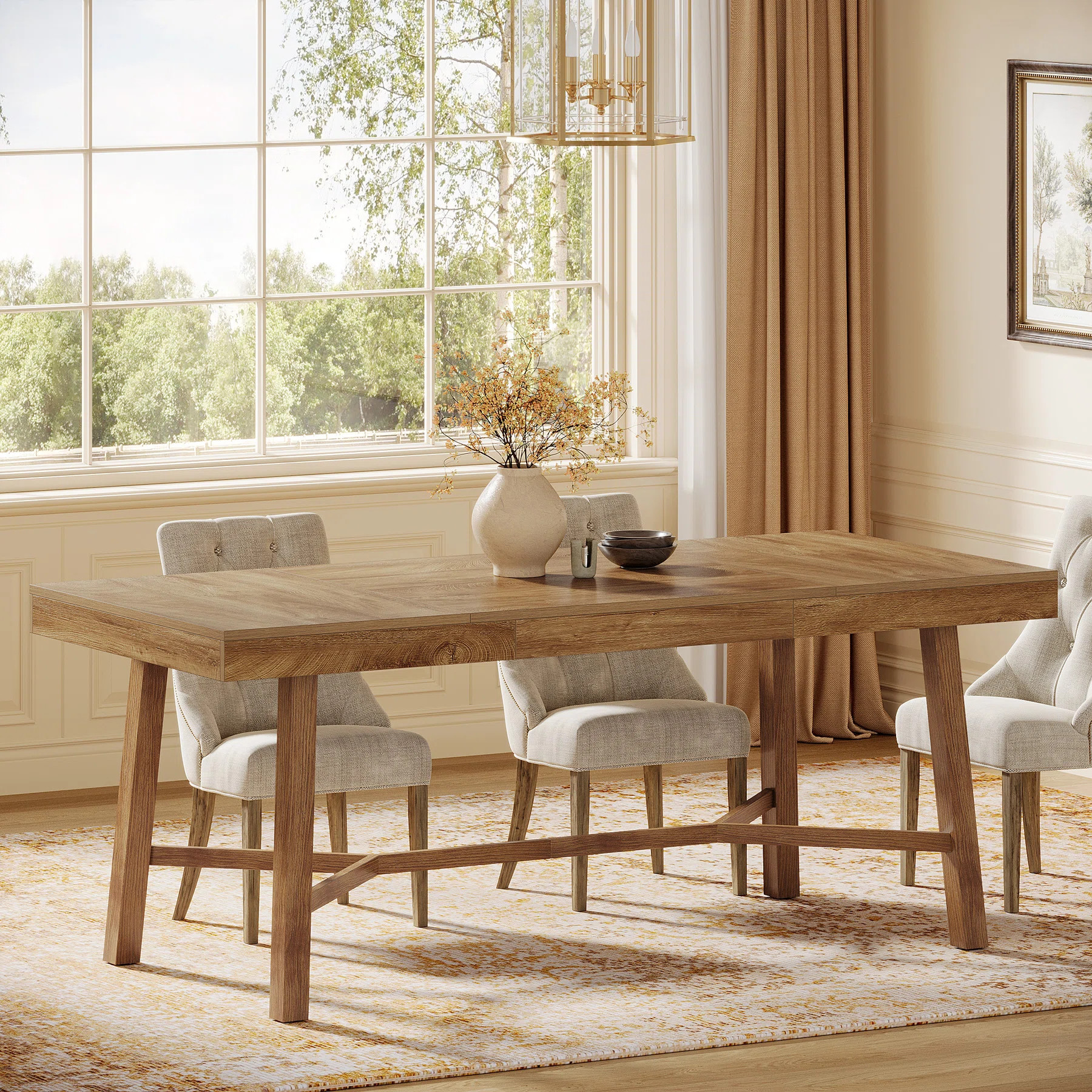 70.9 Inch Dining Table For 6-8, Large Rectangle Kitchen Table With Reinforced Legs For Kitchen Di... | Wayfair North America