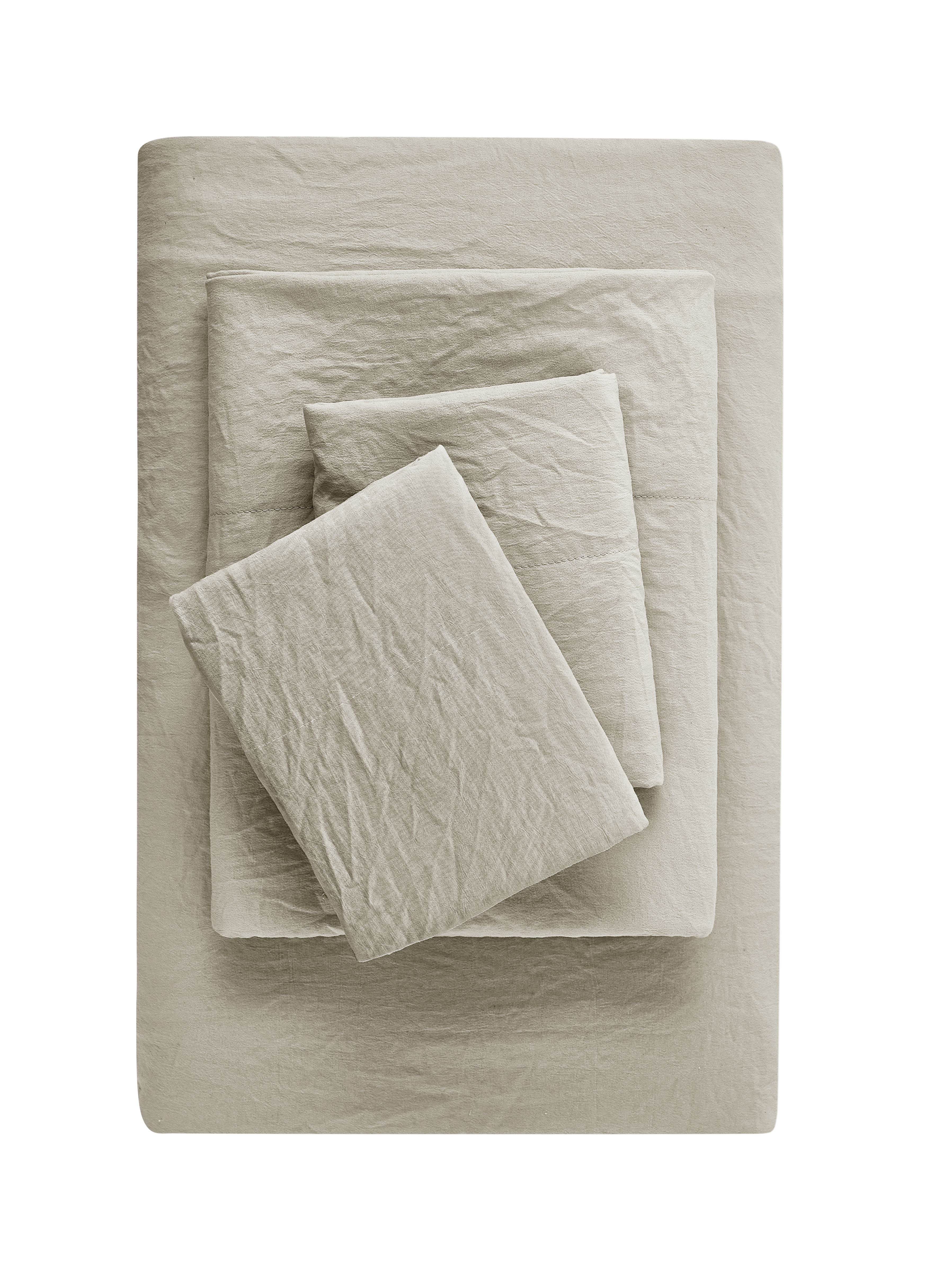 Mainstays Washed Ultra Soft Microfiber Bed Sheet Set, King, Papyrus Biege, 4 Piece | Walmart (US)