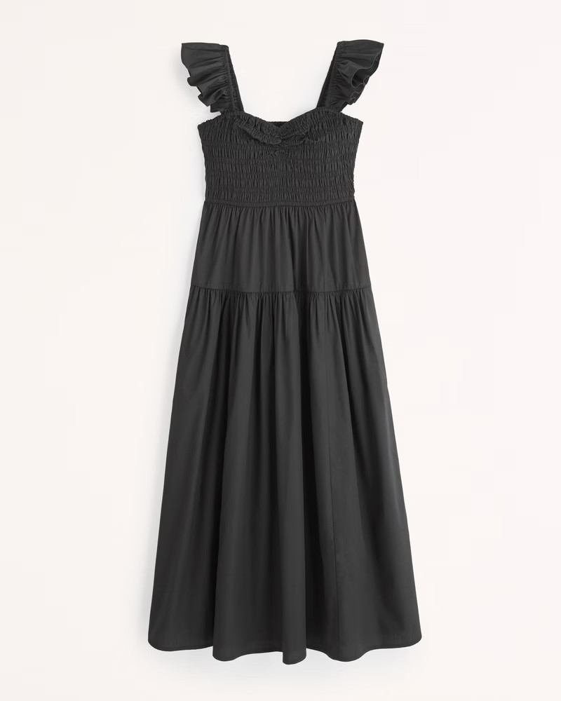 Women's Ruffle Strap Smocked Midi Dress | Women's Dresses & Jumpsuits | Abercrombie.com | Abercrombie & Fitch (US)