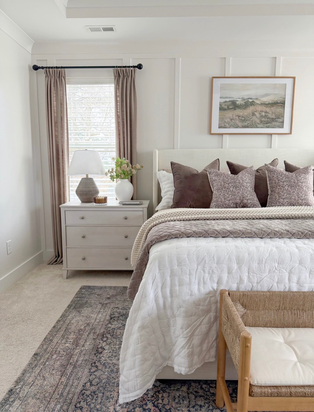 Modern Classic bedroom, bedding, neutral bedding, coastal bedroom, bedroom accent wall, master bedroom,
Primary bedroom, bedroom design

#LTKmomlife #LTKHome