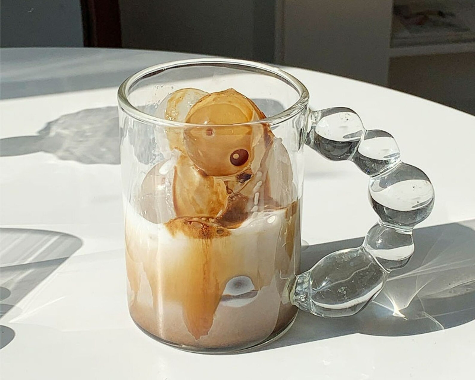 Chubby Glass Mug Aesthetic Mugs Puffy Ball Handle Glass - Etsy | Etsy (US)