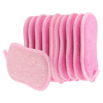 Unique Bargains Kitchen Non-Scratch Microfiber Dual-sided Dish Sponges 10 Pcs Pink | Target