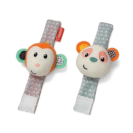 Infantino Baby Wrist Rattles, Monkey and Panda-Themed, 1-Piece Set for Babies 0M+ | Amazon (US)