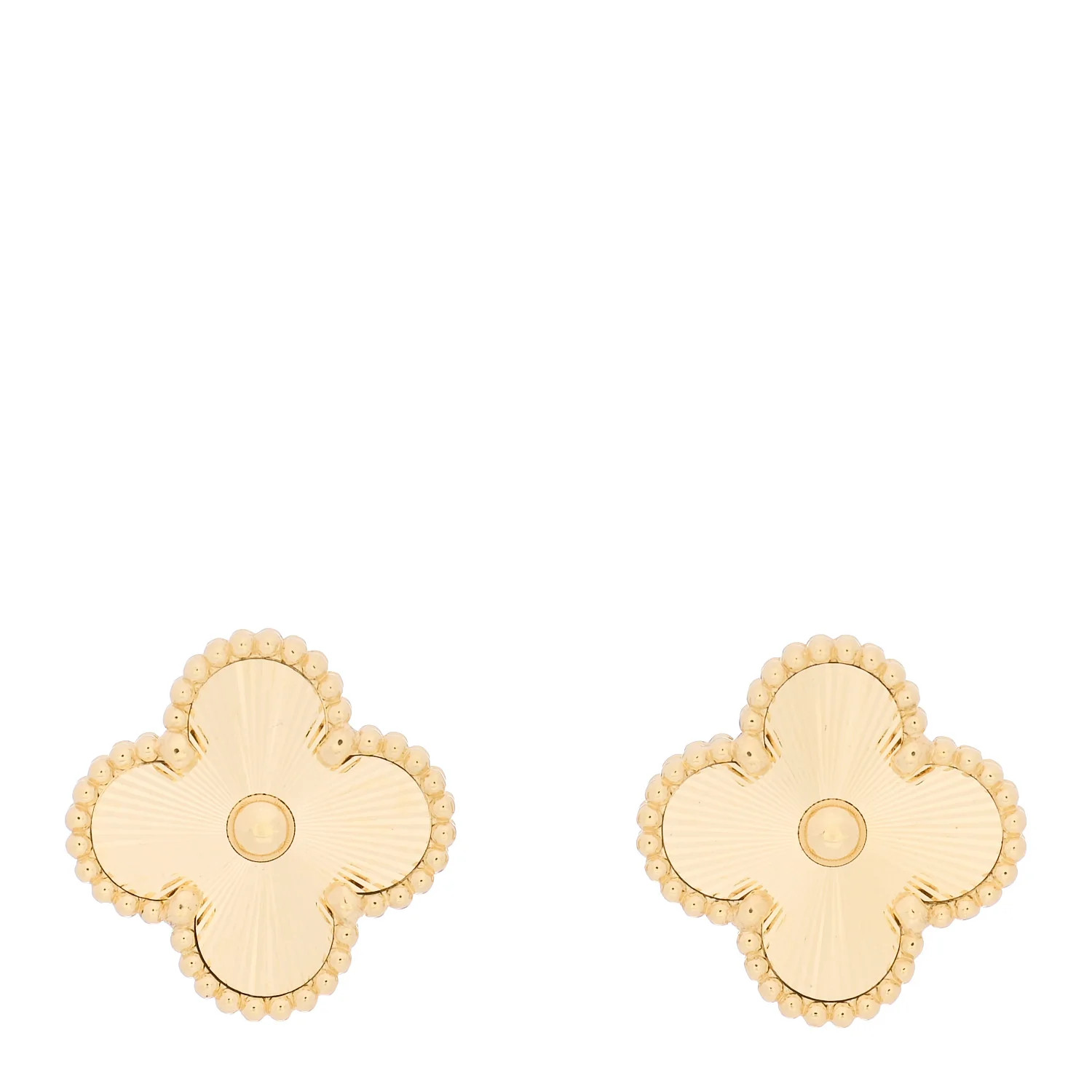 VAN CLEEF & ARPELS 18K Yellow Gold Guilloche Vintage Alhambra Earrings | FASHIONPHILE | Fashionphile
