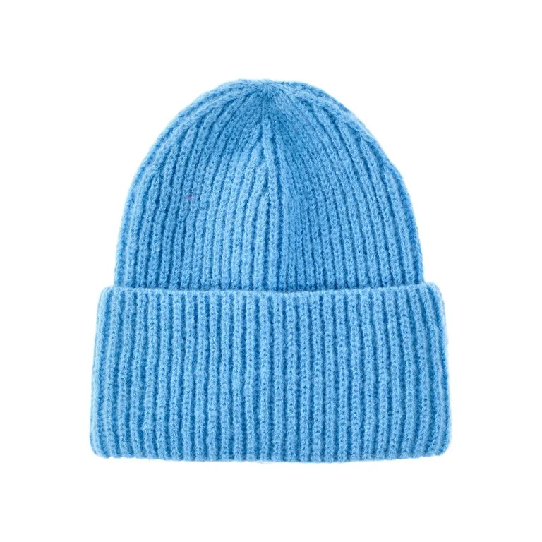 No Boundaries Women's Ribbed Fisherman Winter Beanie, Blue Spark | Walmart (US)