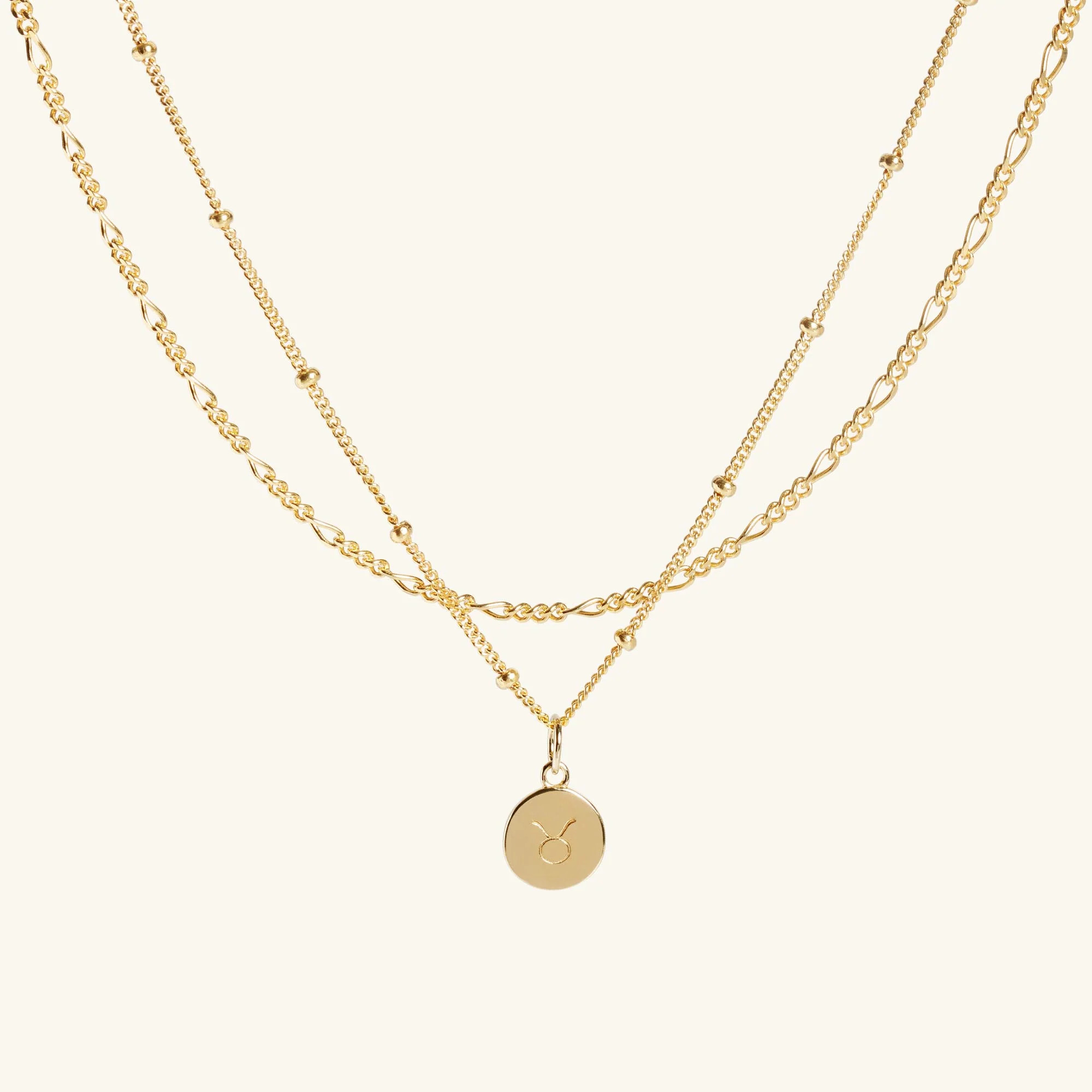 Zodiac Layering Set, 18ct Gold-Plated Vermeil On Sterling Silver, Women's Necklace | Muru Jewellery.