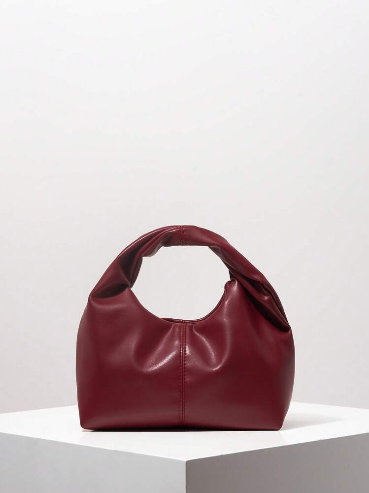 1pc Fashion Asymmetric Twist Square Handbag, PU Tote Bag, Wine Red Color, Daily Office Bag, Top H... | SHEIN