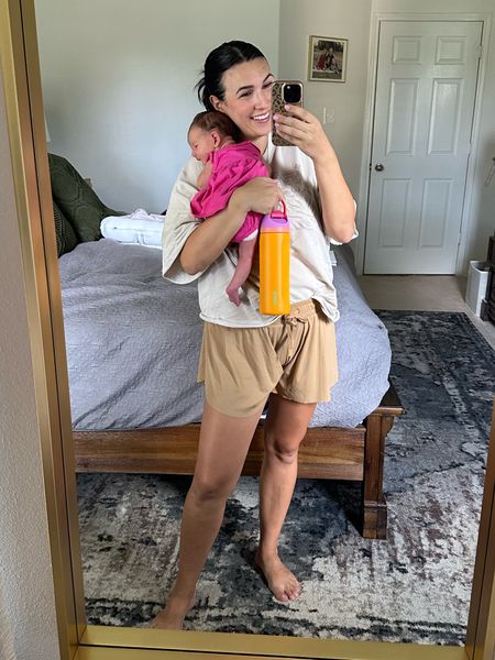 Postpartum outfit // casual outfit 

Shorts are target. Wearing a large. Love that they have built in spandex 

Sharing similar t shirts 

Kenna’s outfit was carters 🩷

#LTKbaby #LTKunder50 #LTKSeasonal