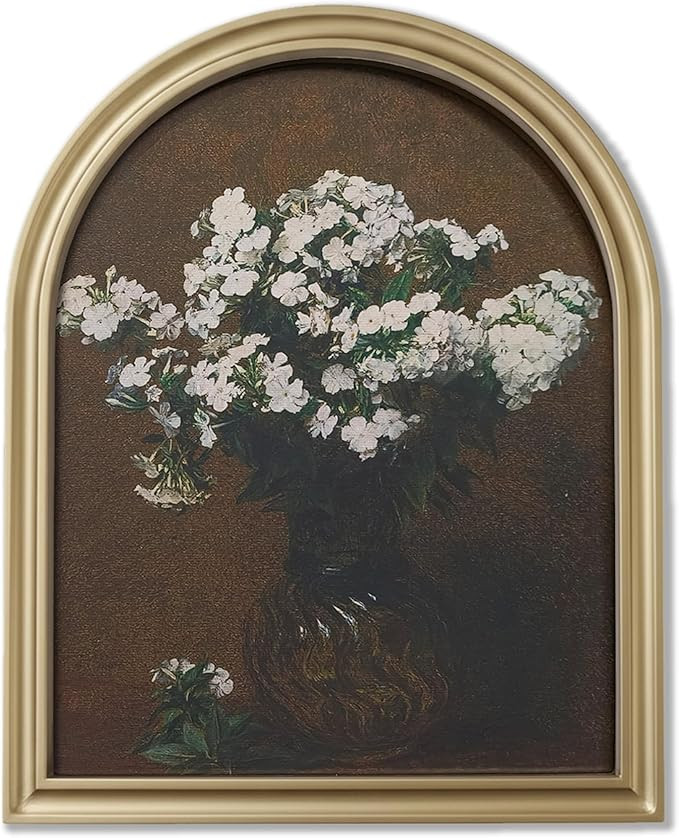 TwoDays Gold Vintage Flower Arched Wood Framed Wall Art – Moody Floral Canvas Picture for Home ... | Amazon (US)