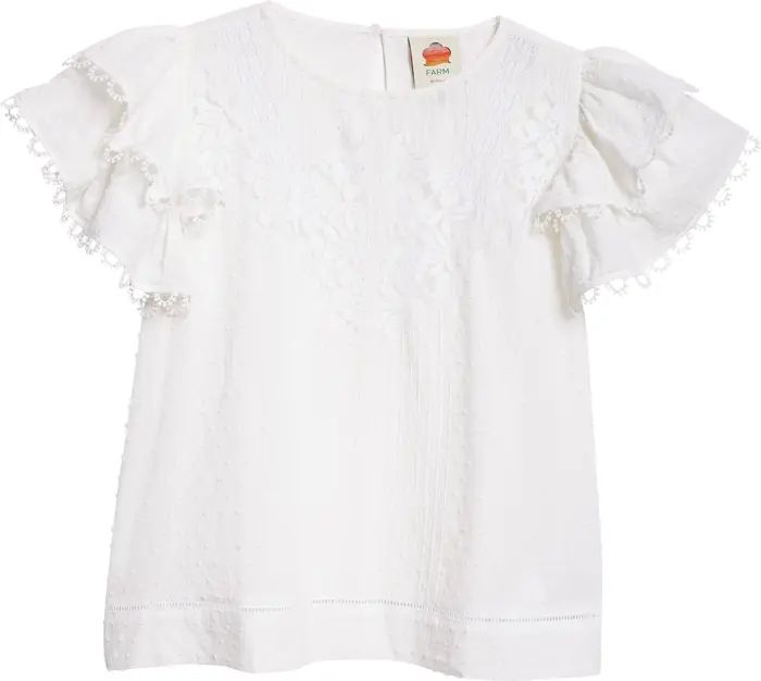 Clip Dot Lace Accent Flutter Sleeve Top | Nordstrom