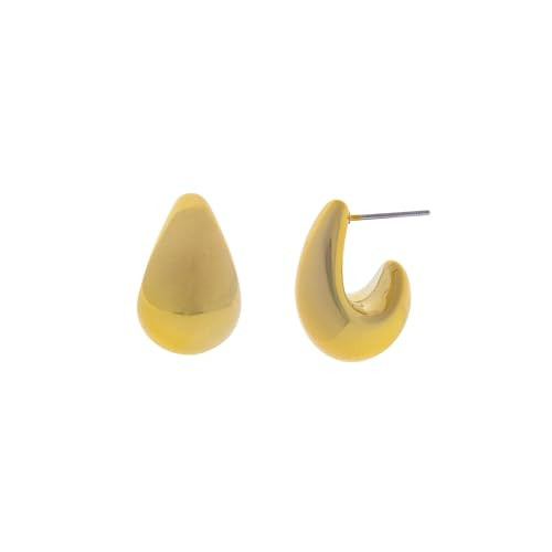 Chunky Gold Hoop Earrings for Women – Dupes Earrings Trendy Lightweight Bold Waterdrop Teardrop Organic Hollow Open Hoops – Hypoallergenic Gold Plated Fashion Jewelry for Women - included Gift Box (Small, Iridescent Gold) | Amazon (US)
