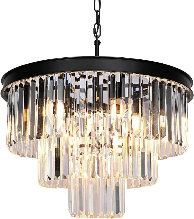 Weesalife Modern Crystal Chandeliers Contemporary Ceiling Lights Fixtures 9 Lights Farmhouse Pend... | Amazon (US)