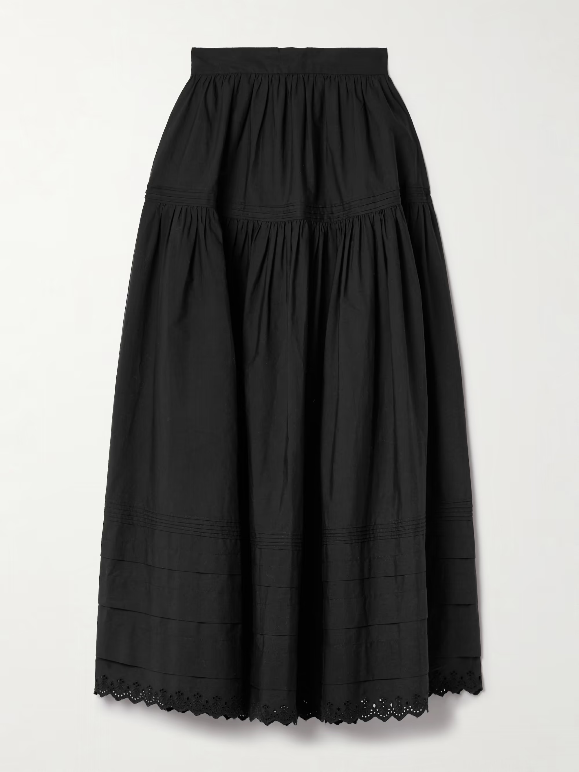 Sebastiane crochet-trimmed organic cotton-poplin midi skirt | NET-A-PORTER (US)