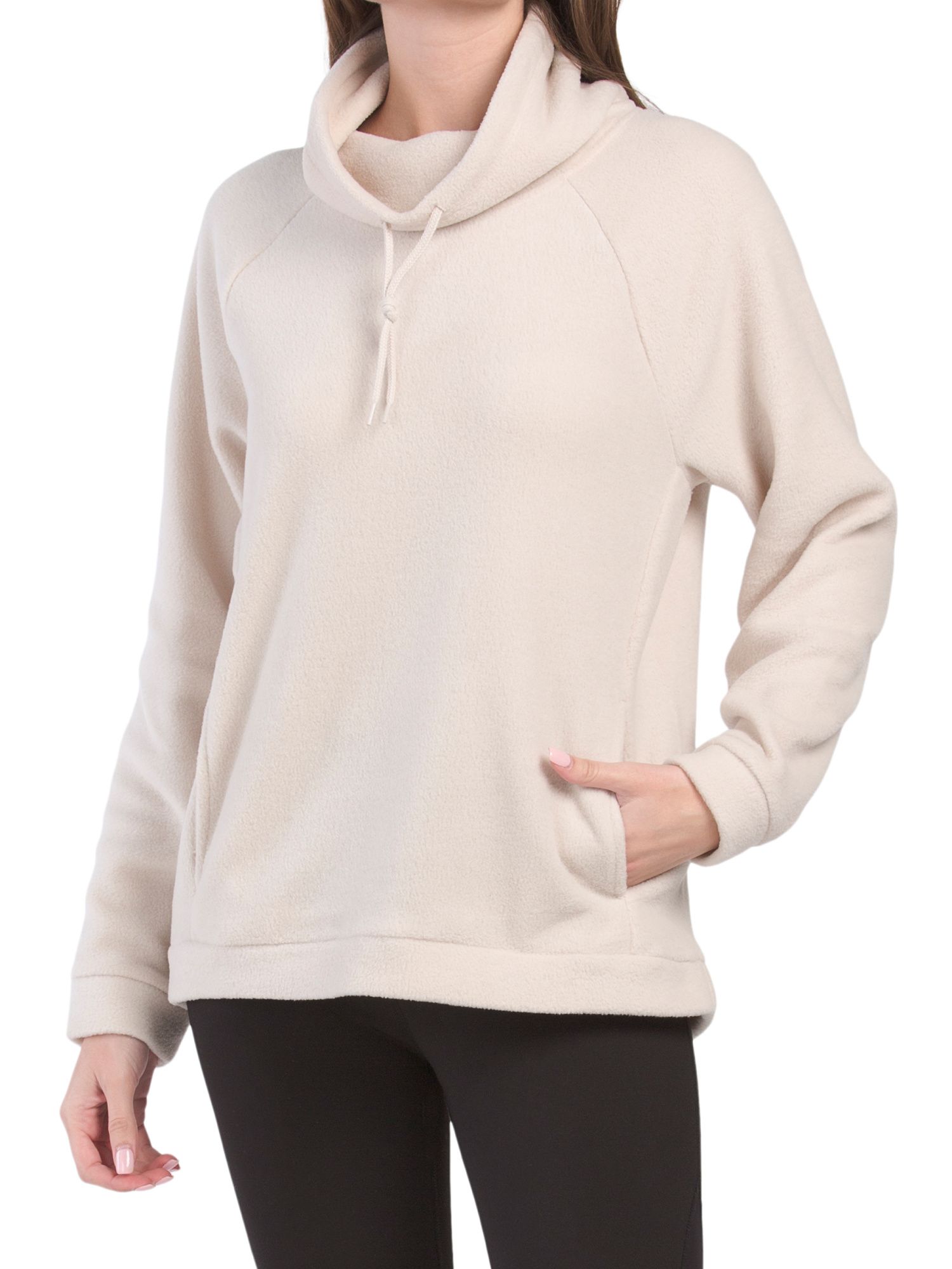 Fleece Drawstring Cowl Neck Pullover Sweatshirt | TJ Maxx