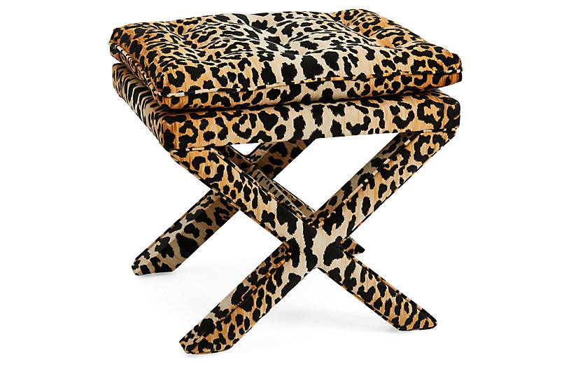 Dalton Pillow-Top Ottoman, Leopard | One Kings Lane